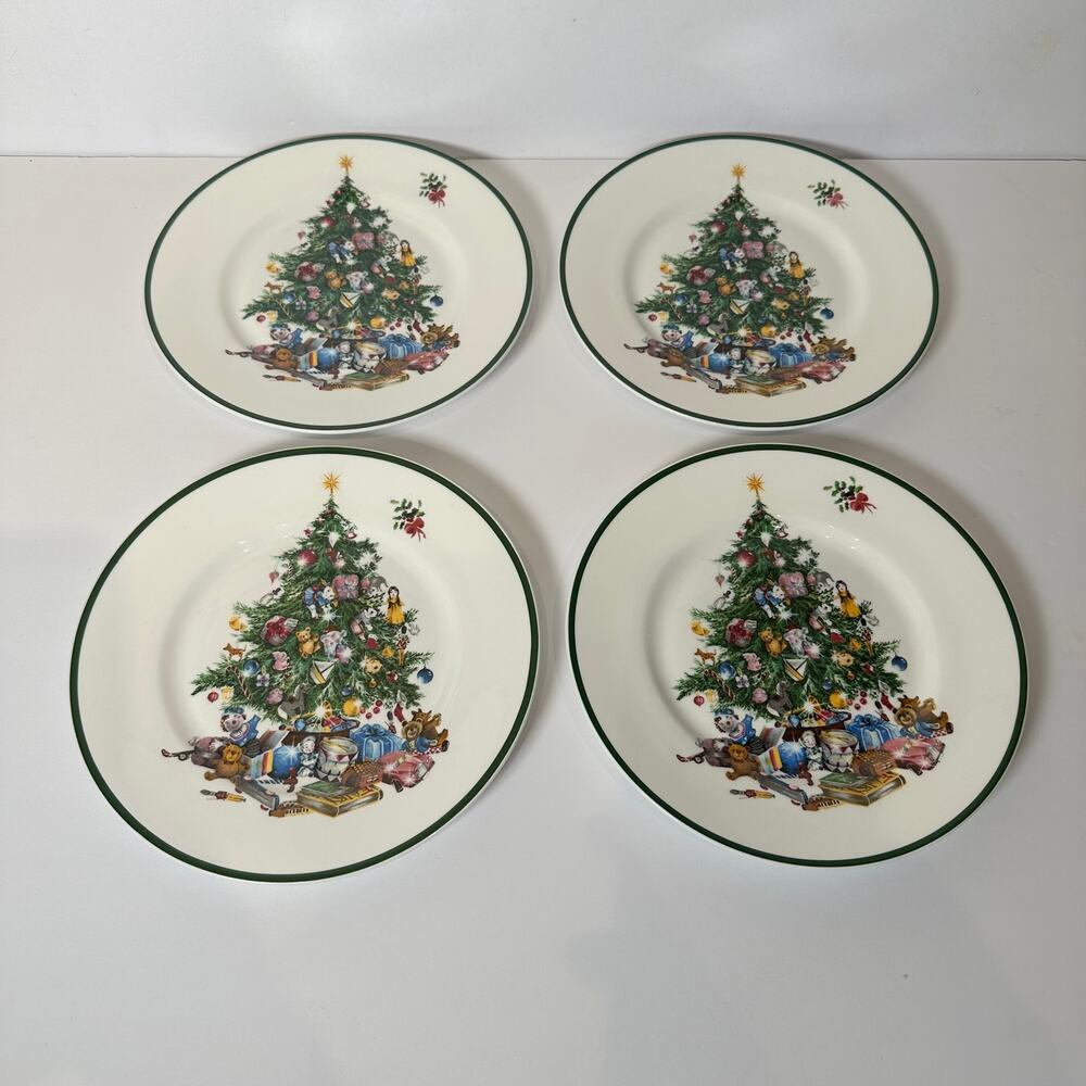 Cerno Elizabethan Seasons Greetings Staffordshire England 8" Salad Plate set 4
